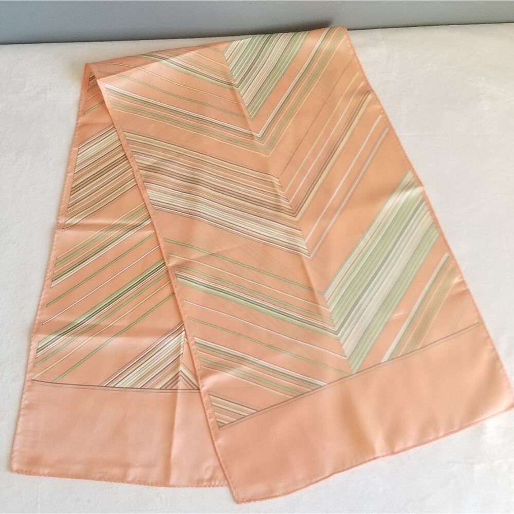 Vtg Japanese Acetate Scarf Chevron Geometric Pattern Japan